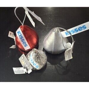 Ruz Hershey Kisses Ornaments Christmas Decor 3 Count Hanging Silver Red New